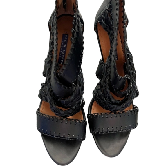 💕HP💕Ralph Lauren Purple Label Ardina Black Leather Heels💕Size 10 - Picture 5 of 10